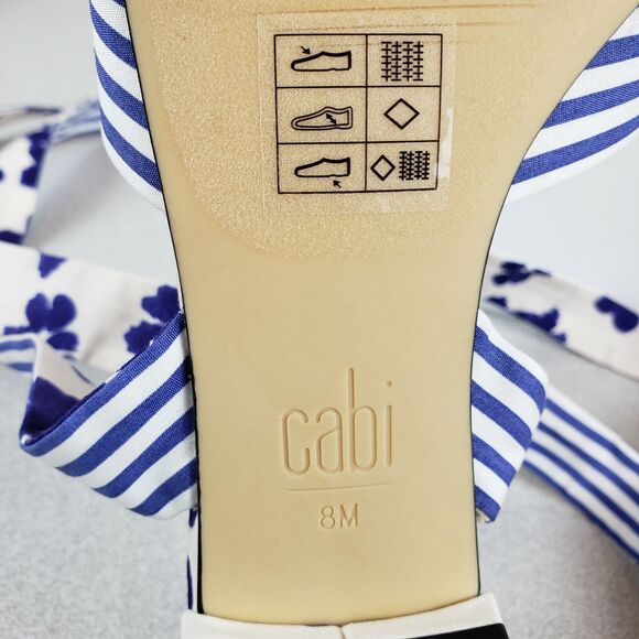 Cabi Womens 6013 Blue White Floral Wrap Tie Comfort Strappy Sandals Size 8 M - Picture 4 of 5